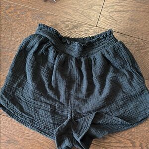 Aerie High Waist Black Shorts with Textured Fabric